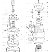 Parts diagram for Flygt pump model 2051