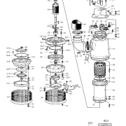 Parts diagram for Flygt pump model 2125