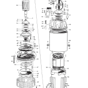 Parts diagram for Flygt pump model 2201.320.HT