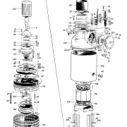Parts diagram for Flygt pump model 2201.320.MT.V